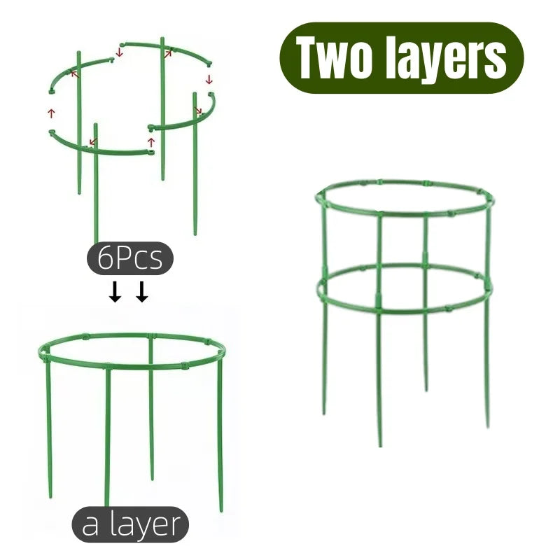Juego de 2 a 6 soportes para plantas, estacas redondas, anillos de soporte de plástico para plantas, jaulas para plantas, soportes para macetas, enrejados para plantas trepadoras, herramientas de jardinería.