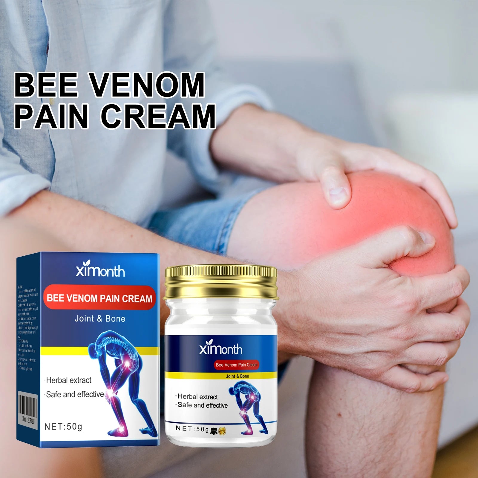 Crema con veneno de abeja para el cuidado de las articulaciones. Ayuda a aliviar molestias en la espalda baja, rodillas, tendones, huesos y músculos, brindando una sensación de confort y bienestar articular