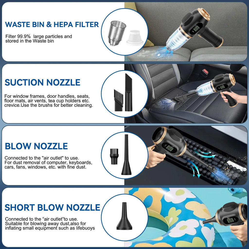 Aspiradora inalámbrica ABS para coche - Electrodoméstico - Sofá - Oficina - Alta potencia - Máquina de limpieza doméstica - Limpiador de alfombras
