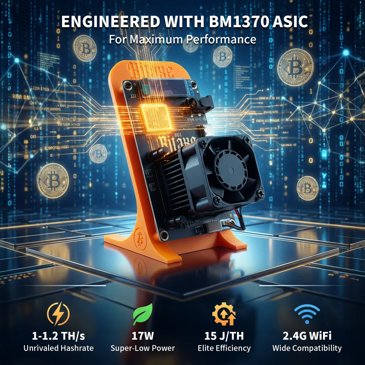 STARMINER Bitaxe Gamma 601 – Solo Miner Bitcoin 1.2TH/s, 18W, Chip ASIC BM1370