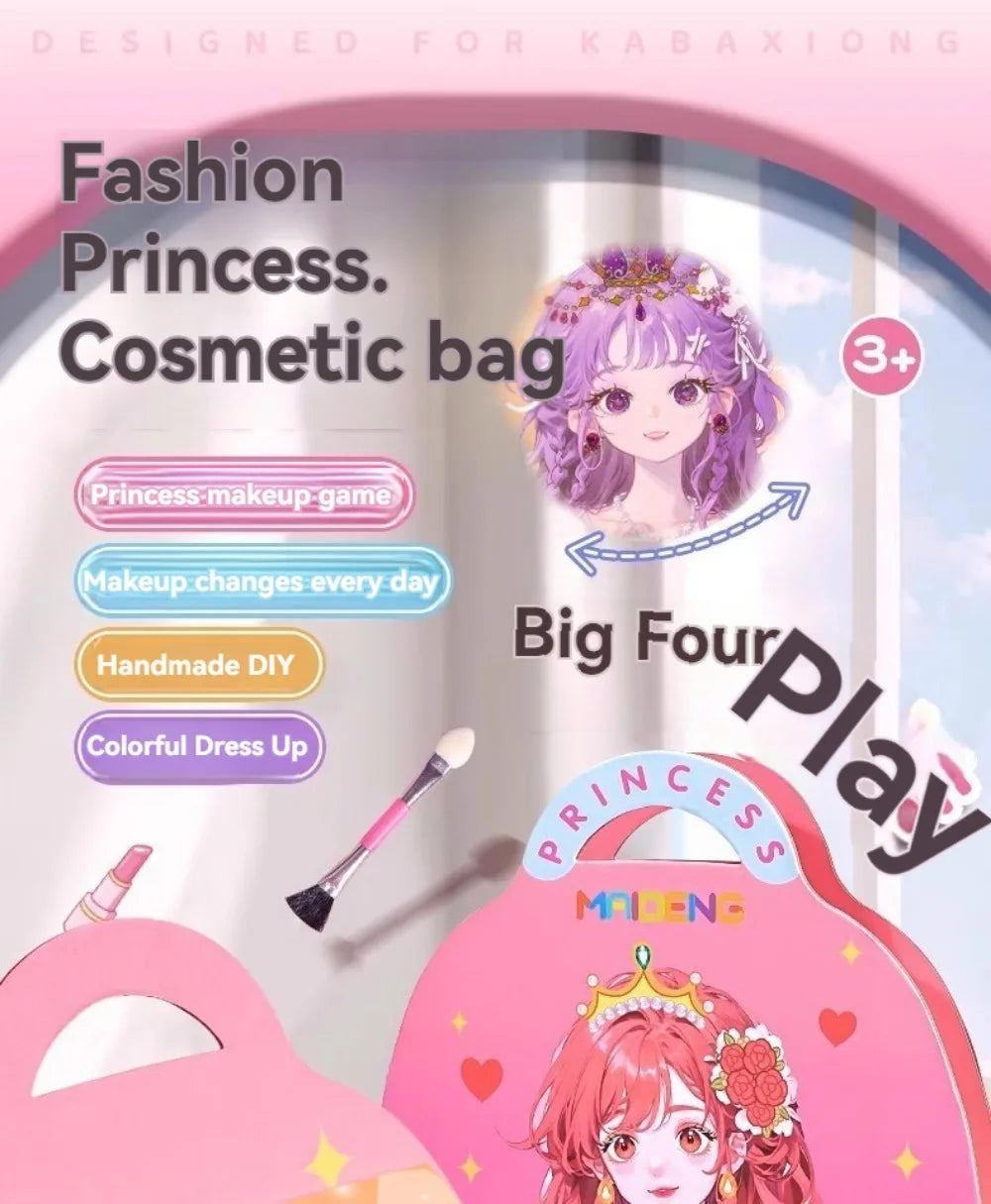 Kit Princesa 3 en 1 para Niñas – Maquillaje, Stickers y Diamantes DIY