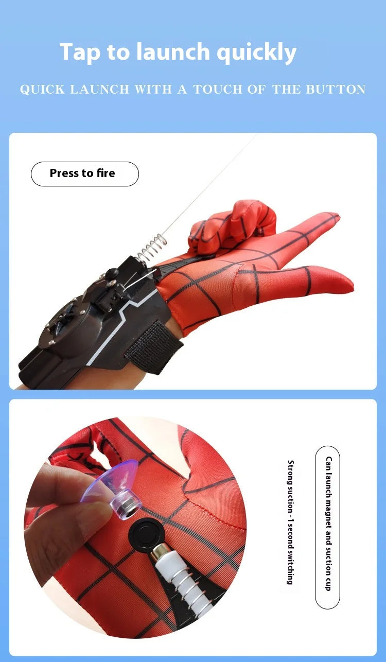Lanzatelarañas Spiderman para Niños – Lanzador de Muñeca con Guantes, Cosplay Peter Parker