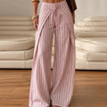 Pantalones de mujer con rayas en las piernas, pantalones ajustables con cintura cruzada, pantalones holgados de verano hasta el suelo estilo boho palazzo, conjunto para mujer