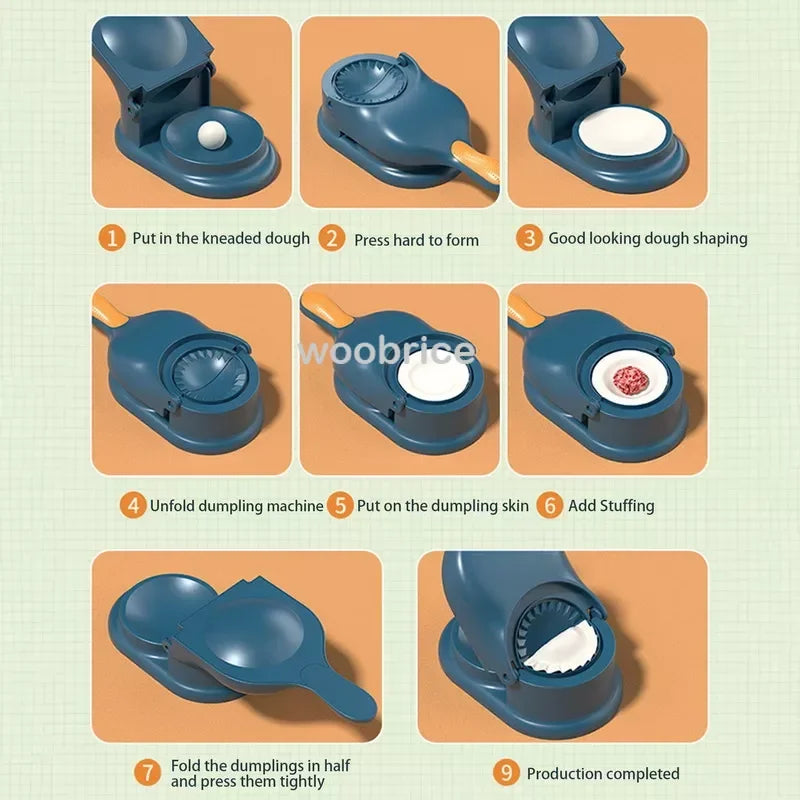 Kit 2 en 1 para hacer dumplings, prensa para masa, máquina manual para ravioles y empanadas que ahorra esfuerzo, utensilios de cocina.