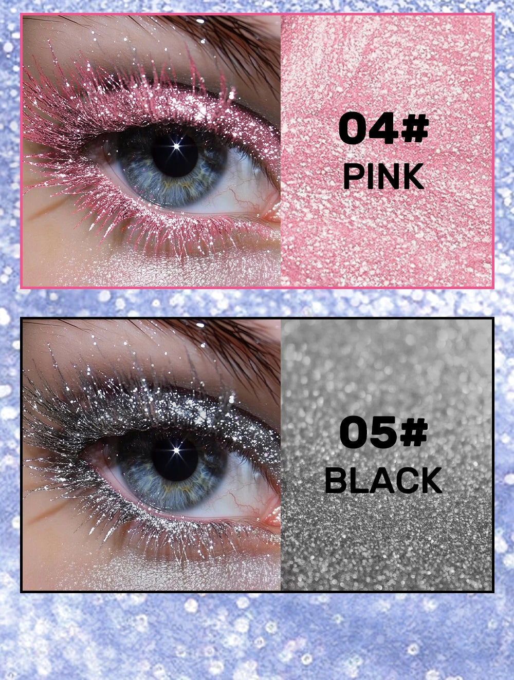 Máscara de pestañas Glitter Diamond, resistente al agua, a prueba de manchas, voluminizadora, alargadora, con efecto copo de nieve brillante, sin grumos, de larga duración, ideal para fiestas.