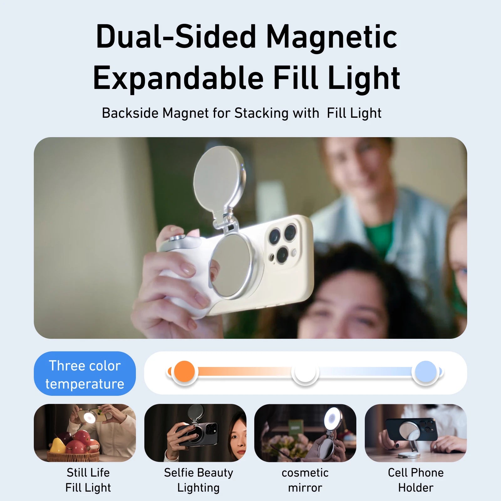 Empuñadura magnética para cámara de teléfono TELESIN, soporte universal para smartphone, ayuda para disparos, control remoto para iPhone y Android.