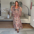 Vestido Maxi Estampado Vña con Manga Batwing – Playa y Vacaciones