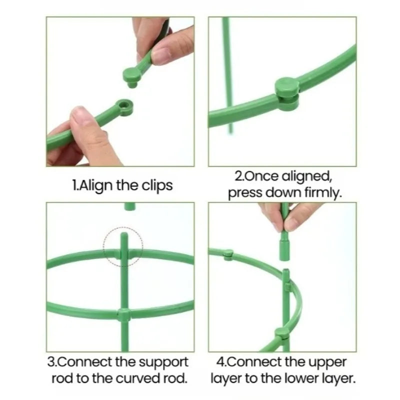 Juego de 2 a 6 soportes para plantas, estacas redondas, anillos de soporte de plástico para plantas, jaulas para plantas, soportes para macetas, enrejados para plantas trepadoras, herramientas de jardinería.