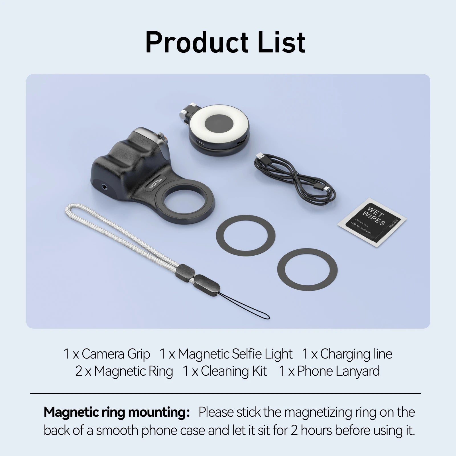 Grip Magnético TELESIN para Smartphone – Soporte Universal con Control Remoto Bluetooth