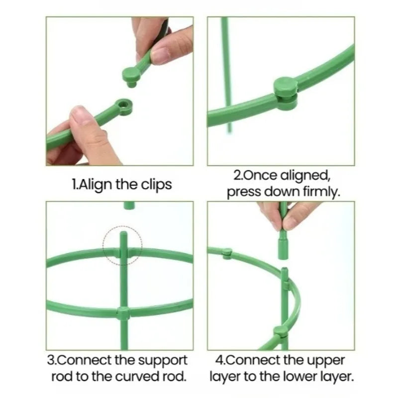 Juego de 2 a 6 soportes para plantas, estacas redondas, anillos de soporte de plástico para plantas, jaulas para plantas, soportes para macetas, enrejados para plantas trepadoras, herramientas de jardinería.