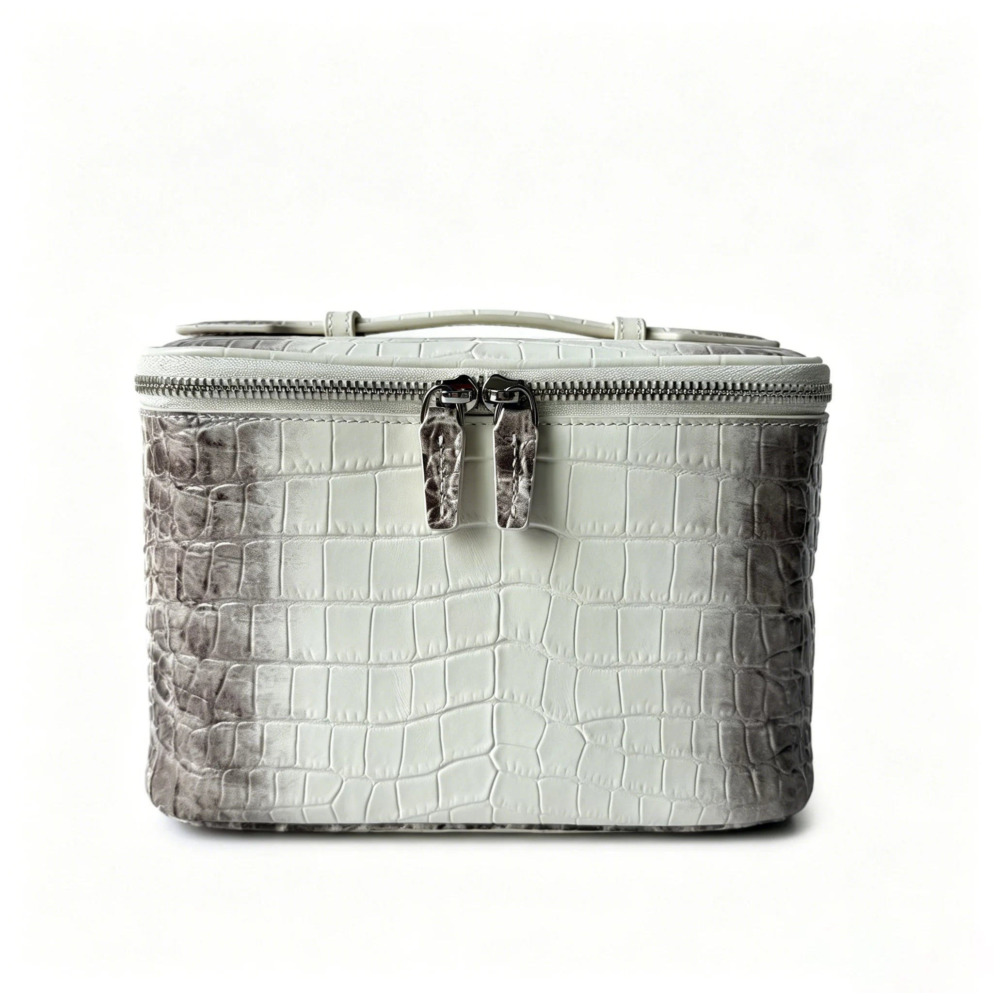 Neceser de maquillaje de piel de vaca de primera capa con estampado de cocodrilo, gran capacidad, estuche de viaje para artículos de aseo femenino, organizador clásico, bolsa de cosméticos