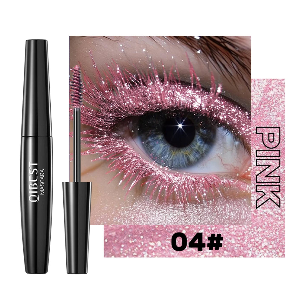 Máscara de pestañas Glitter Diamond, resistente al agua, a prueba de manchas, voluminizadora, alargadora, con efecto copo de nieve brillante, sin grumos, de larga duración, ideal para fiestas.