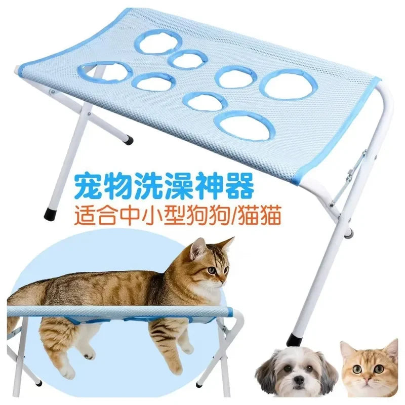 Sistema de sujeción para el aseo de mascotas, hamaca de baño para perros pequeños y gatos, antiarañazos, soporte fijo, tamaño ajustable, portátil.