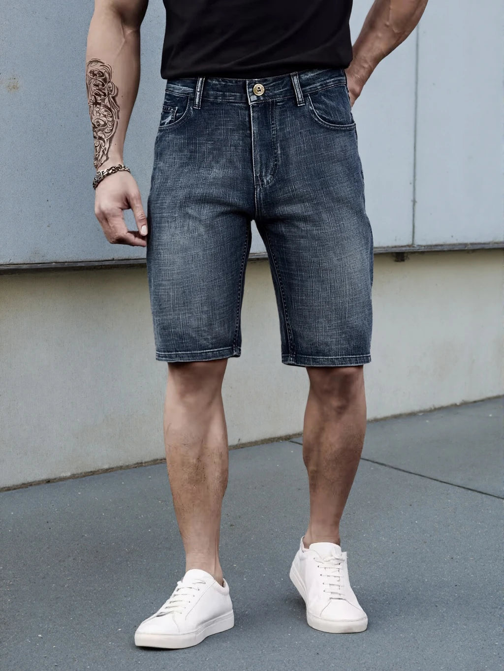 Pantalones cortos vaqueros ajustados de estilo clásico para hombre, modelo 2026, ideales para el verano. Nueva moda de negocios. Pantalones cortos casuales elásticos y finos. Talla 40 para hombre.