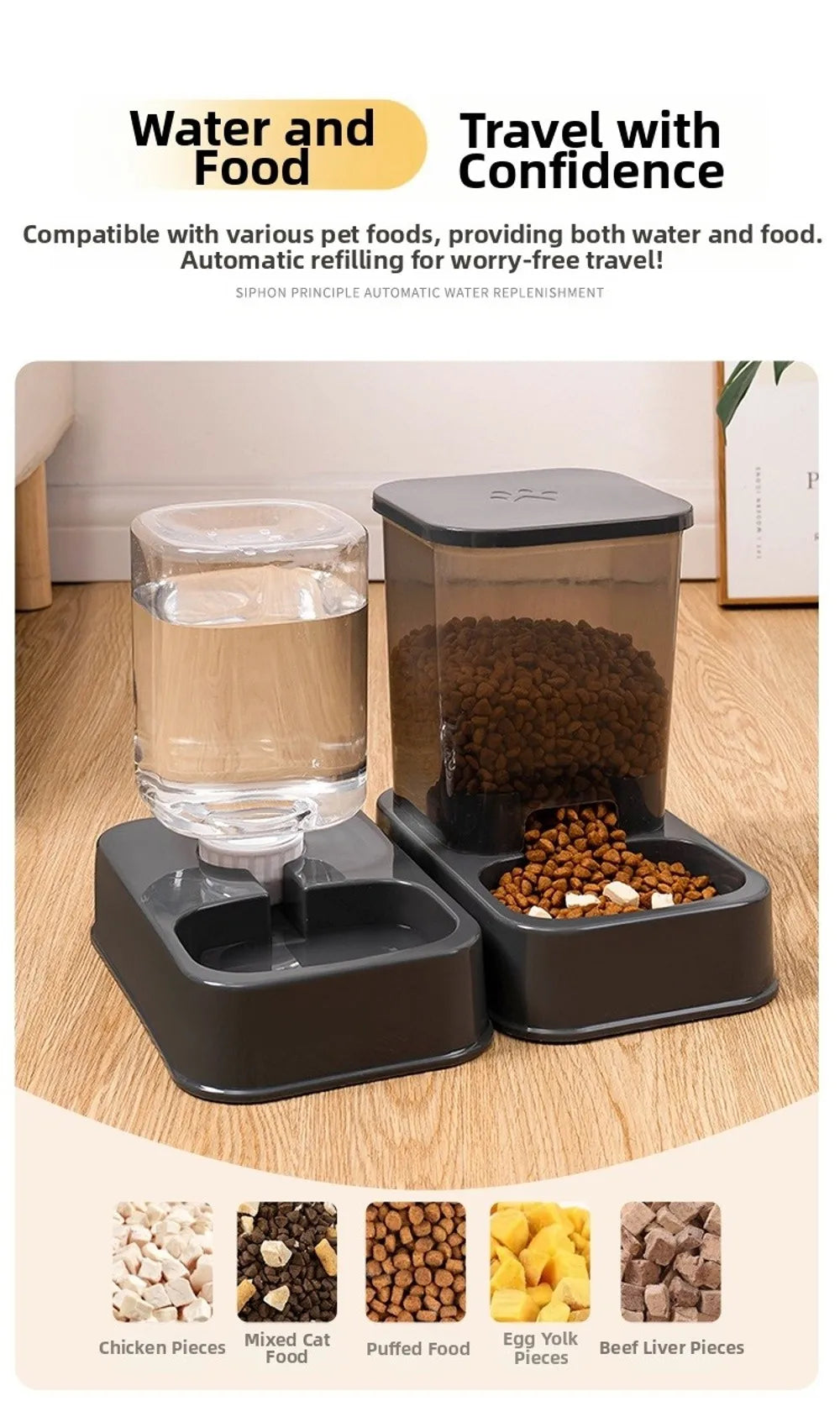 Comedero Automático para Mascotas 1.5L con Dispensador de Agua – Para Gatos y Perros
