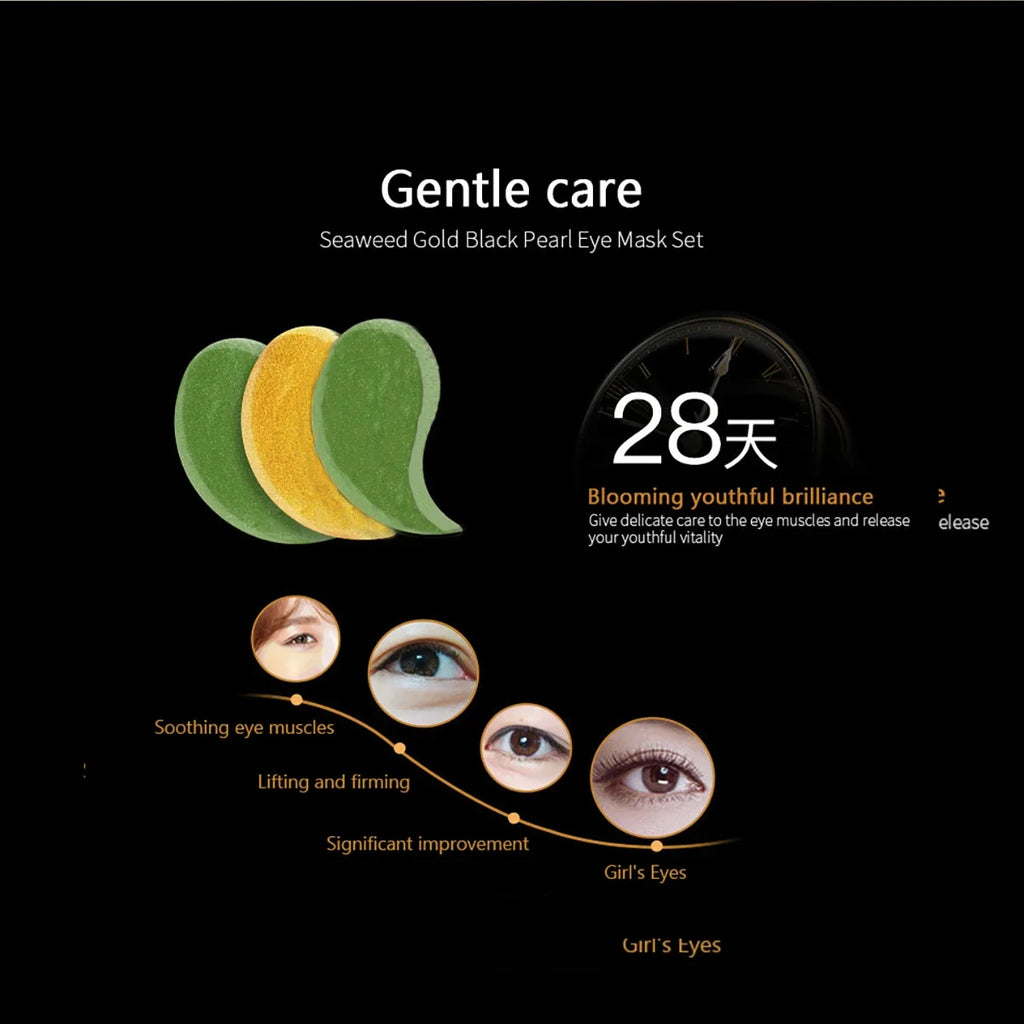 60 Pieces of Gold Hyaluronic Acid Repair Eye Mask Moisturizing and Firming Eye Patches Korean Skincare Crystal Eye Mask
