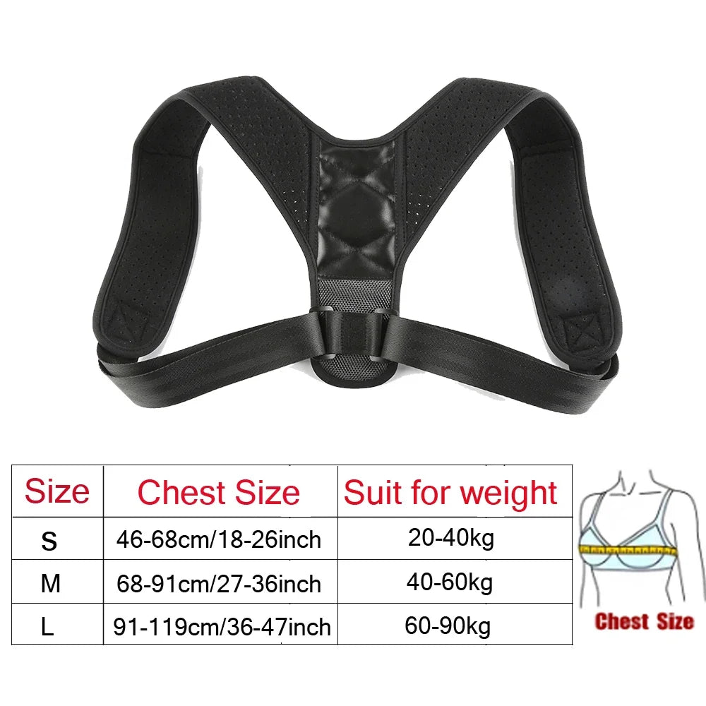 Corrector de postura ajustable que previene la joroba, protege y alivia el dolor de columna. Cinturón corrector para hombres y mujeres. Soporte para la espalda y los hombros.