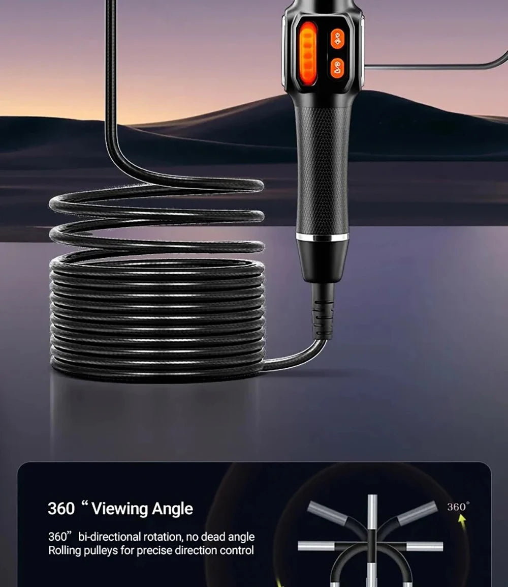 Cámara endoscópica con rotación de 360 grados, lente de 6 mm, HD, articulada, para inspección, IP67, para automóviles (iOS y Android).