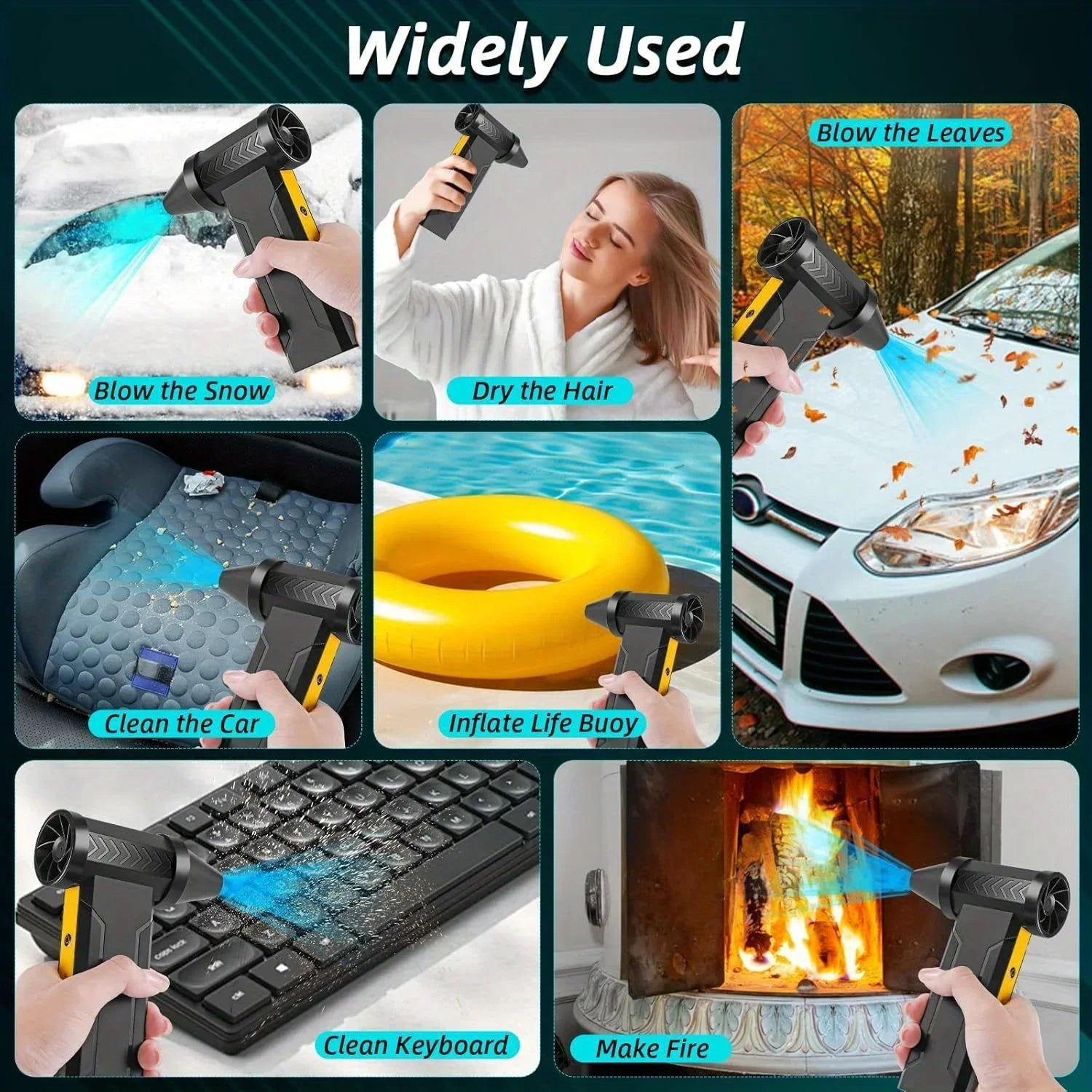 Soplador de aire de 7800000 RPH con motor sin escobillas, ventilador turbo eléctrico de alta velocidad, ventilador potente recargable por USB, soplador de polvo de 60 m/s.