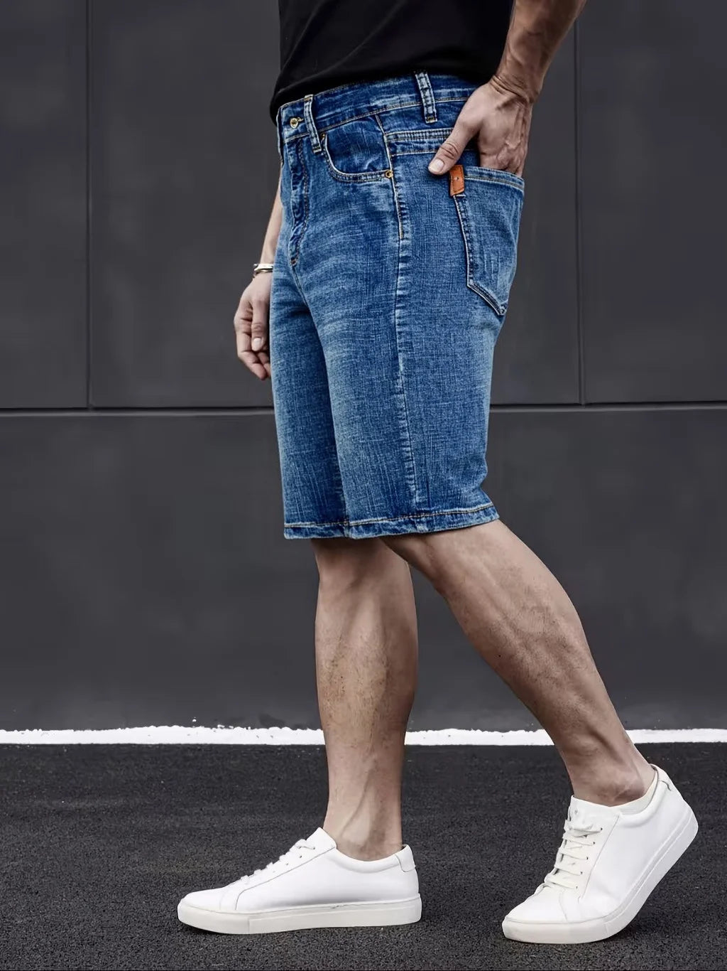 Pantalones cortos vaqueros ajustados de estilo clásico para hombre, modelo 2026, ideales para el verano. Nueva moda de negocios. Pantalones cortos casuales elásticos y finos. Talla 40 para hombre.