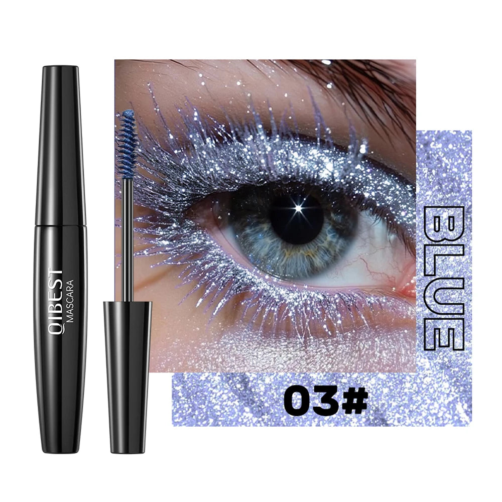 Máscara de pestañas Glitter Diamond, resistente al agua, a prueba de manchas, voluminizadora, alargadora, con efecto copo de nieve brillante, sin grumos, de larga duración, ideal para fiestas.