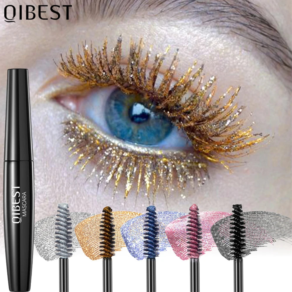 Máscara de pestañas Glitter Diamond, resistente al agua, a prueba de manchas, voluminizadora, alargadora, con efecto copo de nieve brillante, sin grumos, de larga duración, ideal para fiestas.