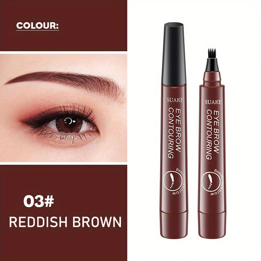 Lápiz de cejas resistente al agua, lápiz de cejas para microblading con 4 cabezales divididos, maquillaje de cejas de aspecto natural (5 colores)