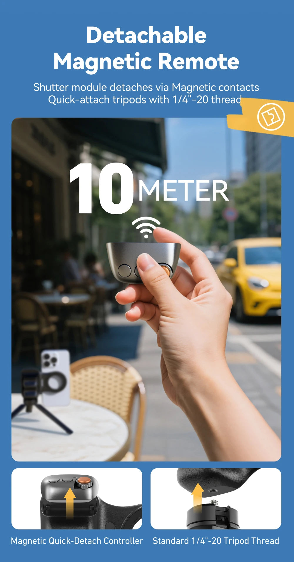 Empuñadura magnética para cámara de teléfono TELESIN, soporte universal para smartphone, ayuda para disparos, control remoto para iPhone y Android.