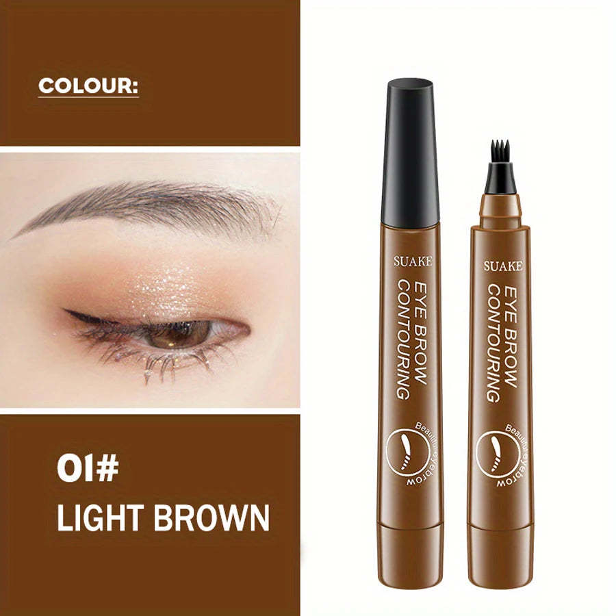 Lápiz de cejas resistente al agua, lápiz de cejas para microblading con 4 cabezales divididos, maquillaje de cejas de aspecto natural (5 colores)