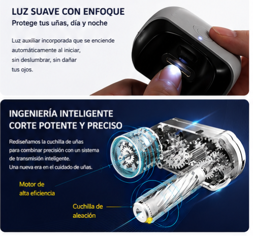 Mini cortauñas eléctrico de alta calidad, ultra silencioso con luz, para adultos, para manicura, recargable, lima de uñas, cortauñas automático.