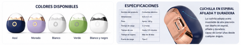 Mini cortauñas eléctrico de alta calidad, ultra silencioso con luz, para adultos, para manicura, recargable, lima de uñas, cortauñas automático.