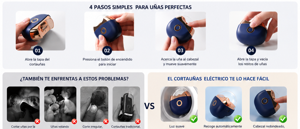 Mini cortauñas eléctrico de alta calidad, ultra silencioso con luz, para adultos, para manicura, recargable, lima de uñas, cortauñas automático.